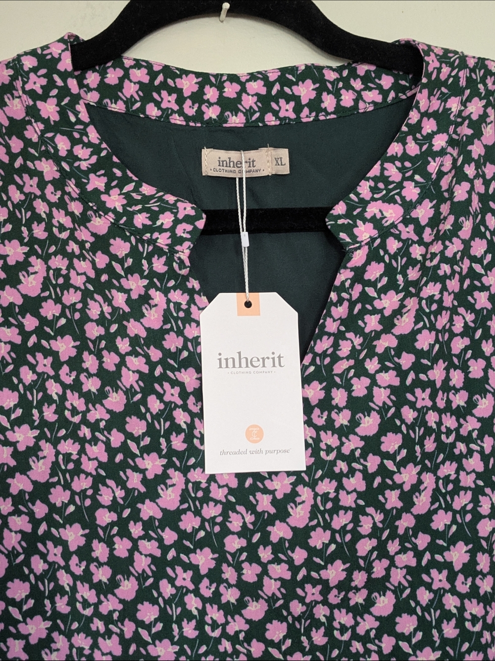 Inherit Green Dress with Pink Floral Print - Picture 2 of 3